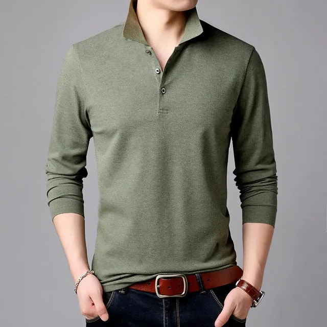 2021 Top Grade New Fashion Brands Polo Shirt Mens Solid Color Long Sleeve Slim Fit Korean Boys Poloshirt Casual Men Clothing