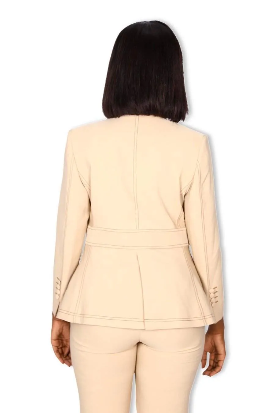 Beige Plain Office Suit