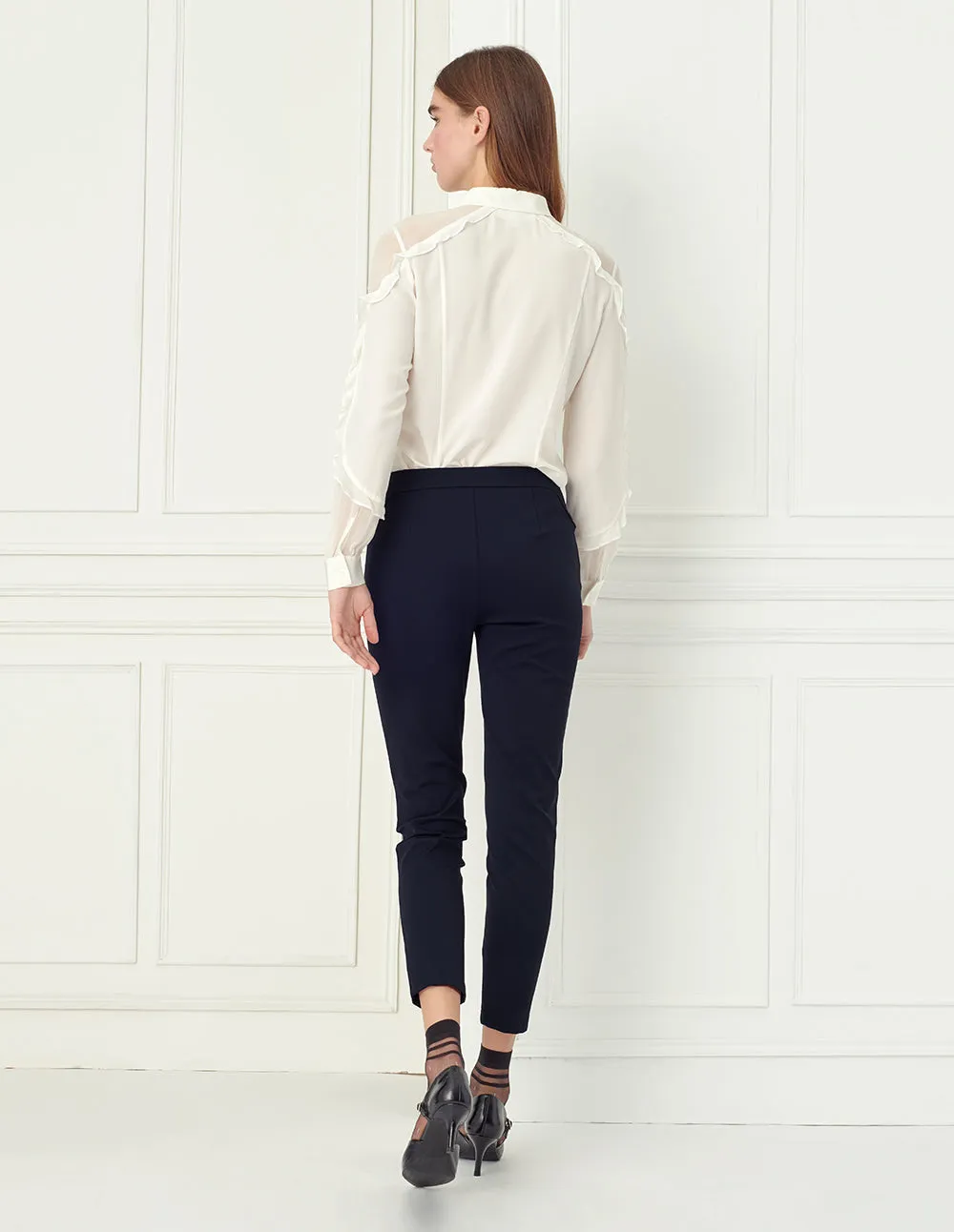 BORA AKSU sheer shoulder with ruffled blouse