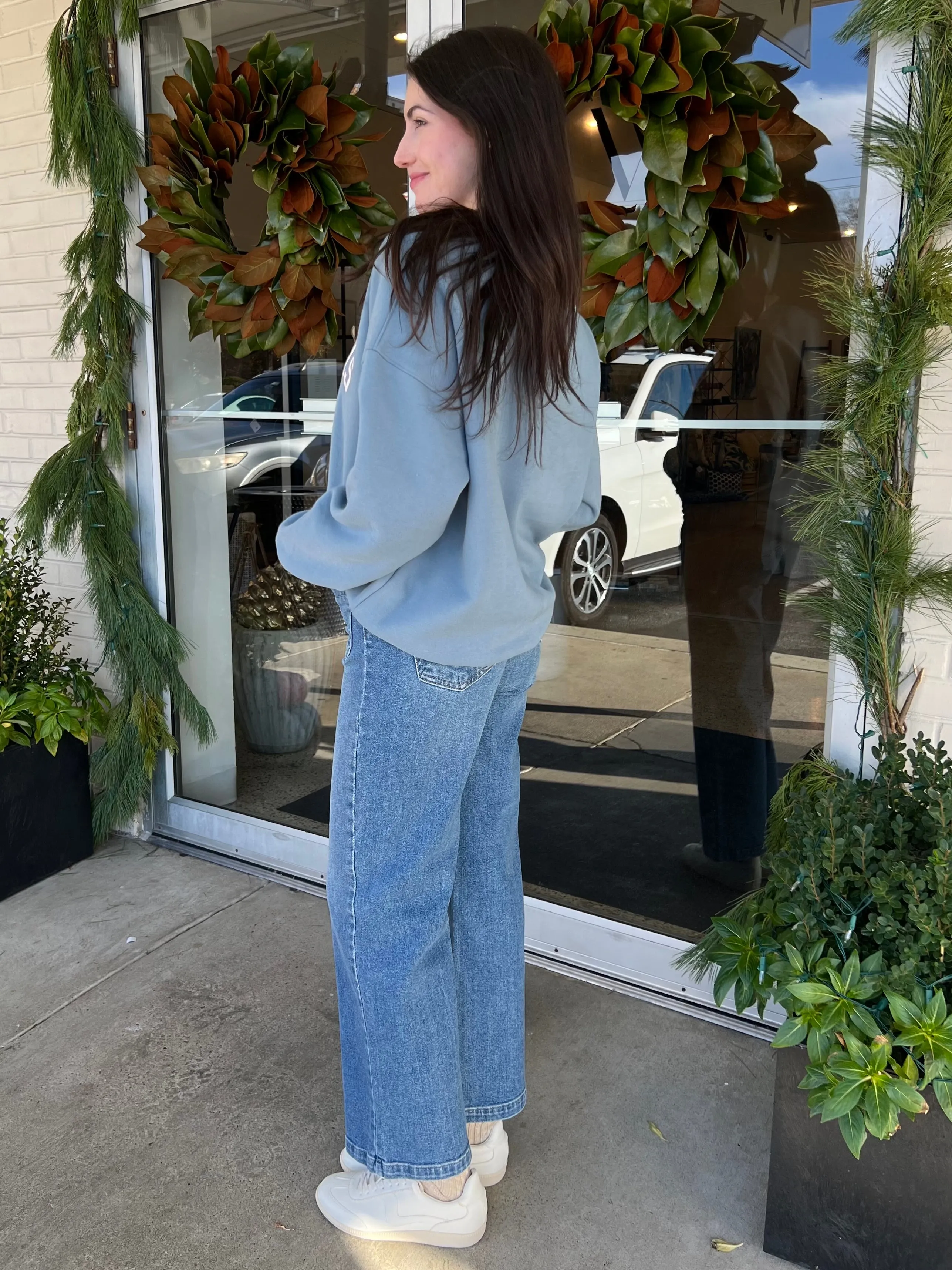 Emmy Patch Pocket Wide Leg Jeans