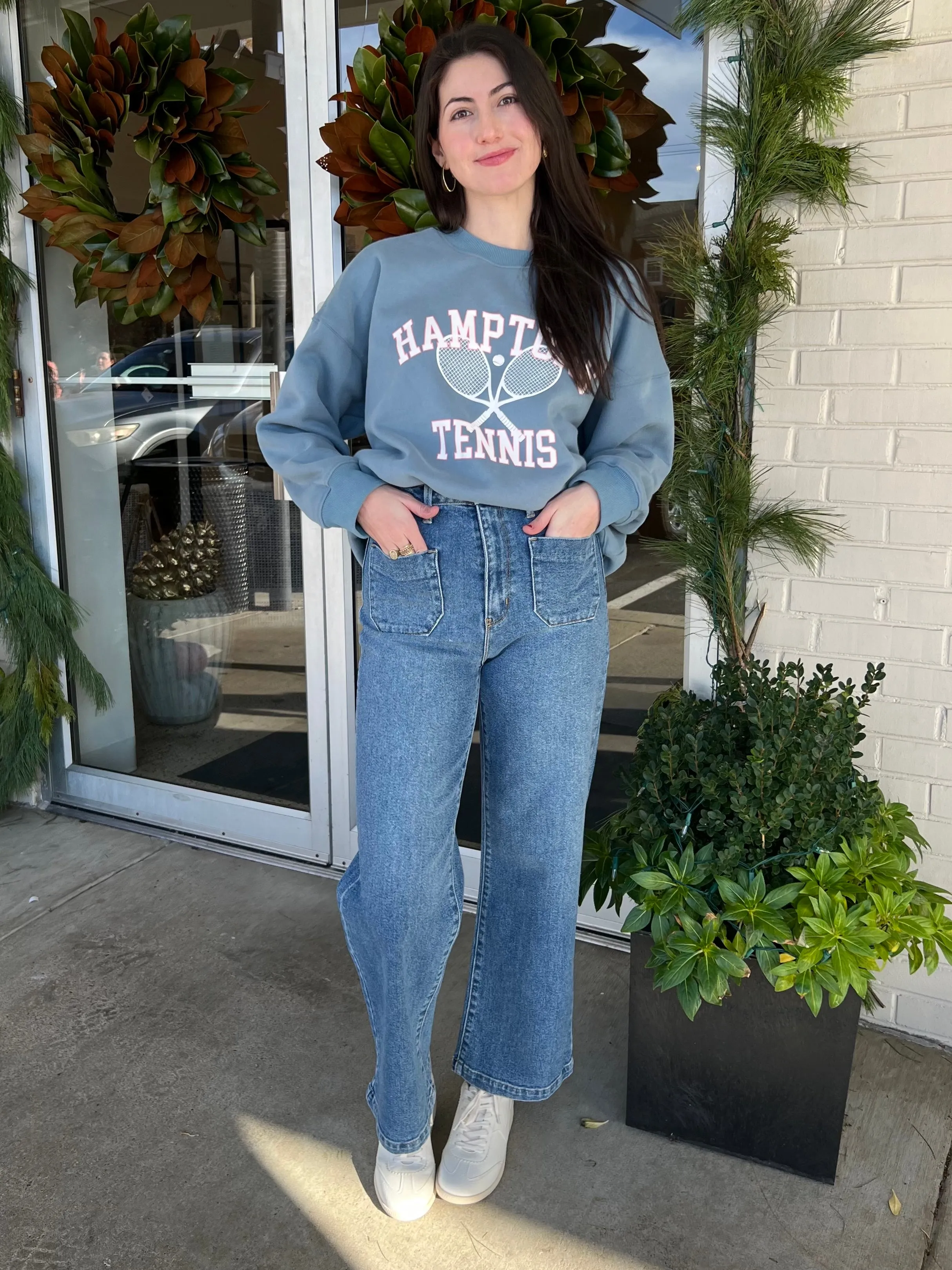 Emmy Patch Pocket Wide Leg Jeans