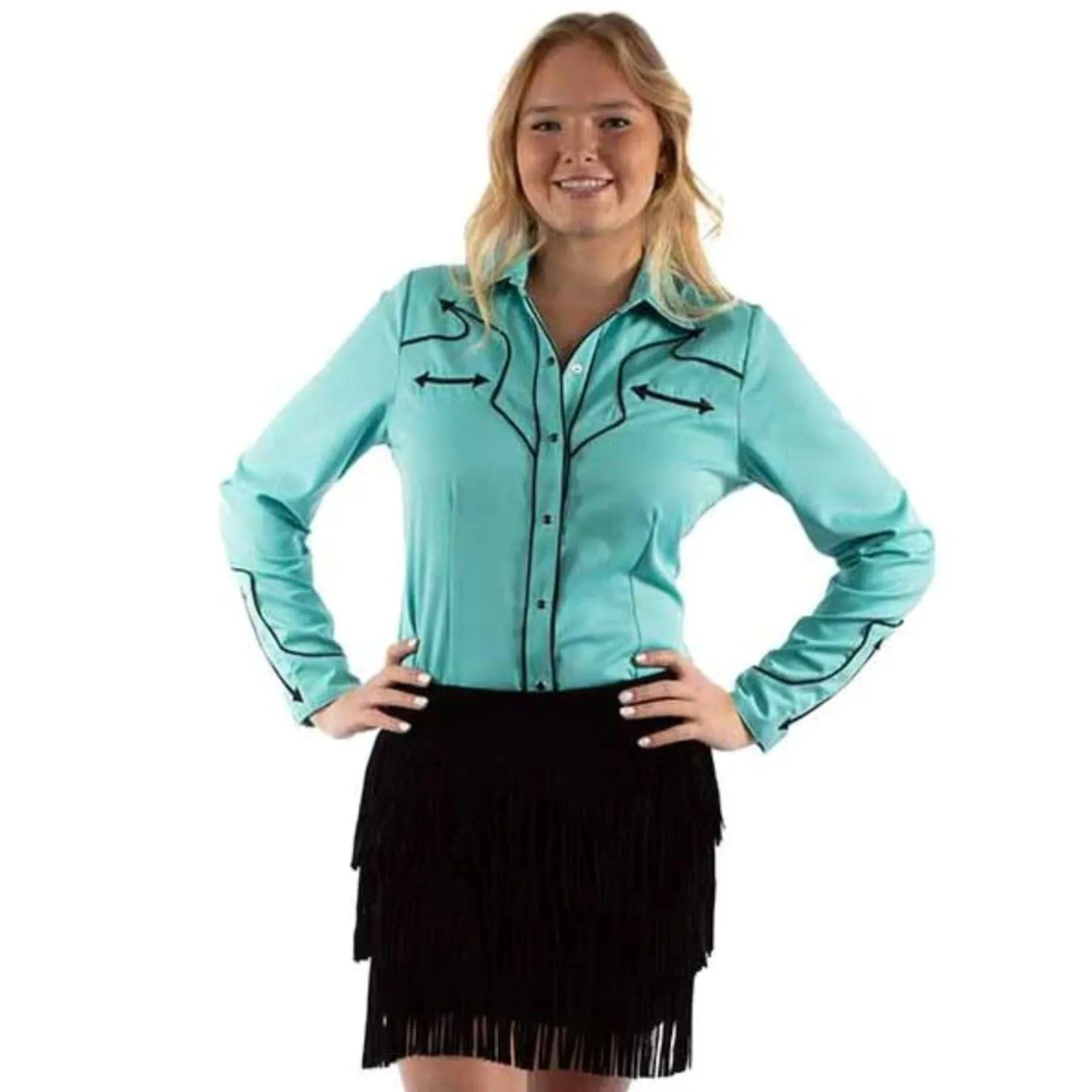Fringe Suede Skirt - Black - Scully - KSY5