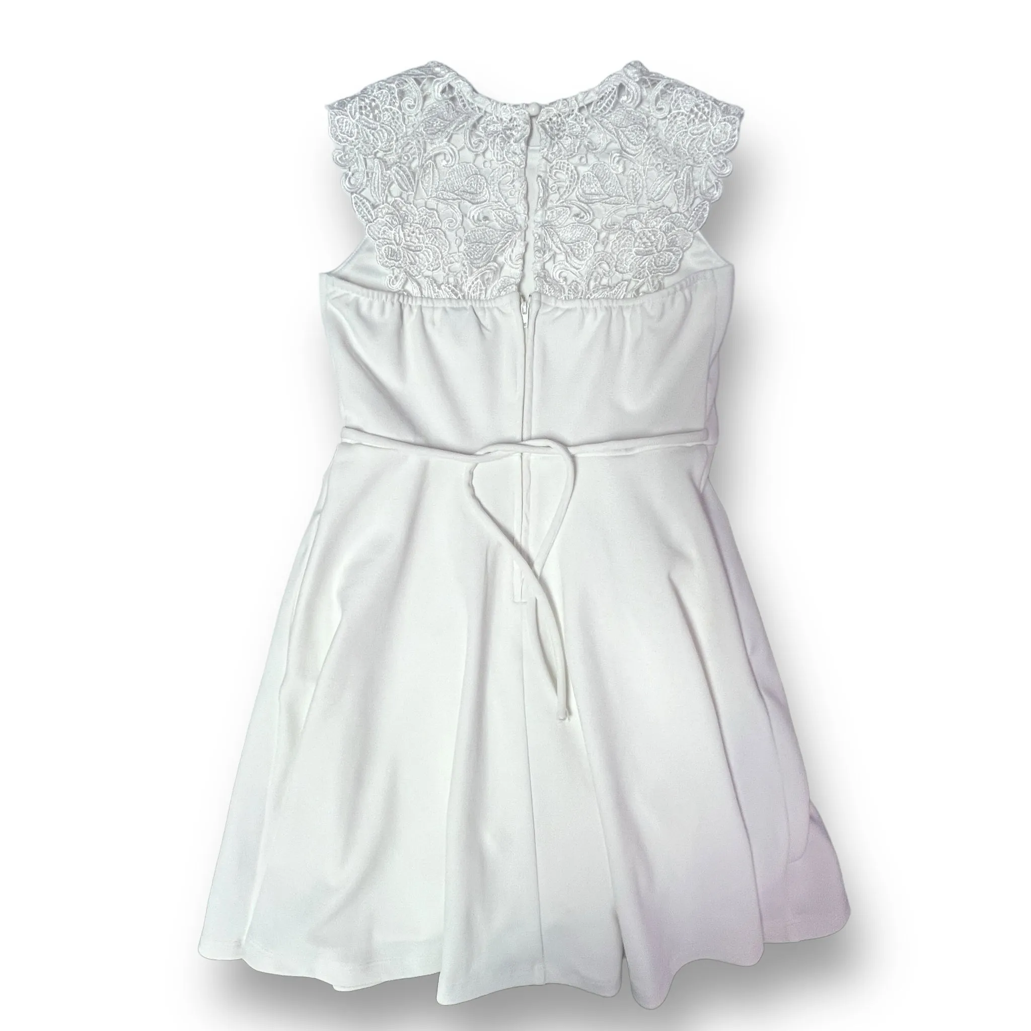 Girls Speechless Size 12 White Fancy Zipper-Back Lace Accent Dress