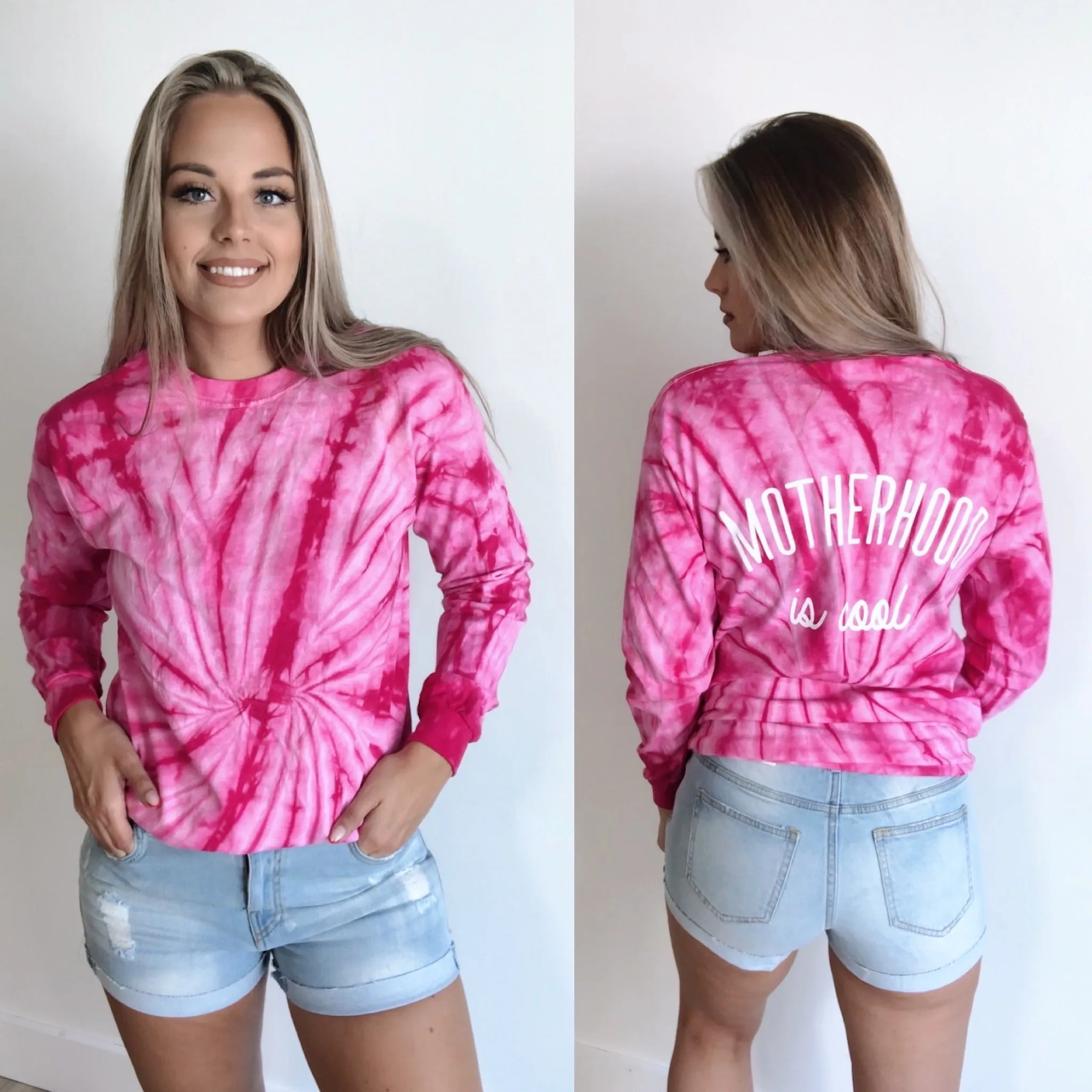 Motherhood is Cool • Pink Longsleeve Tie-Dye