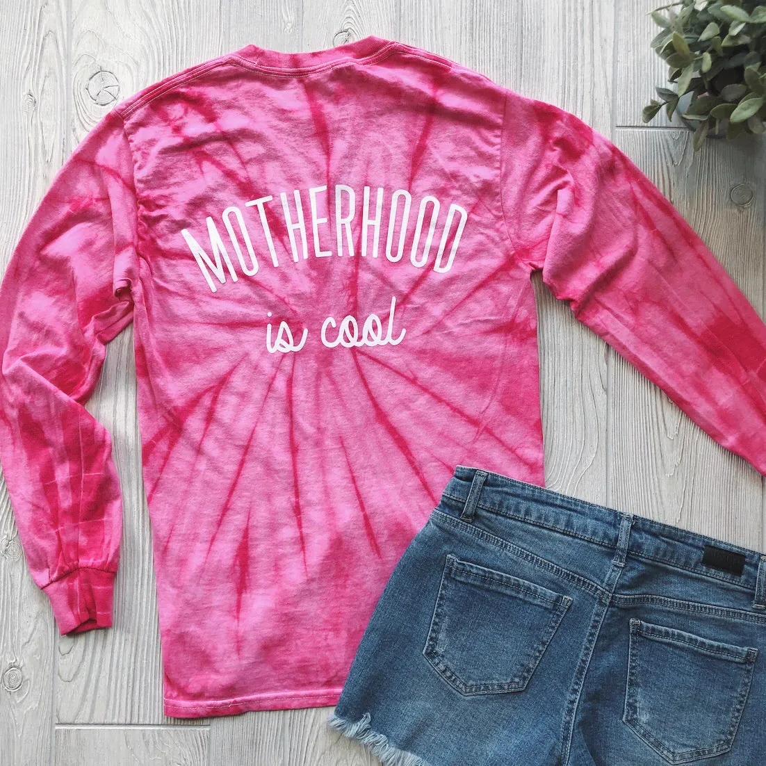 Motherhood is Cool • Pink Longsleeve Tie-Dye
