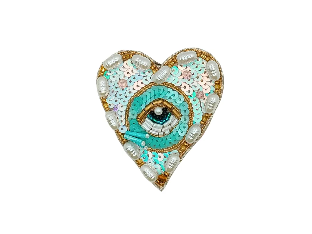 Multicolor Heart Shaped Sequin Evil Eye Patches