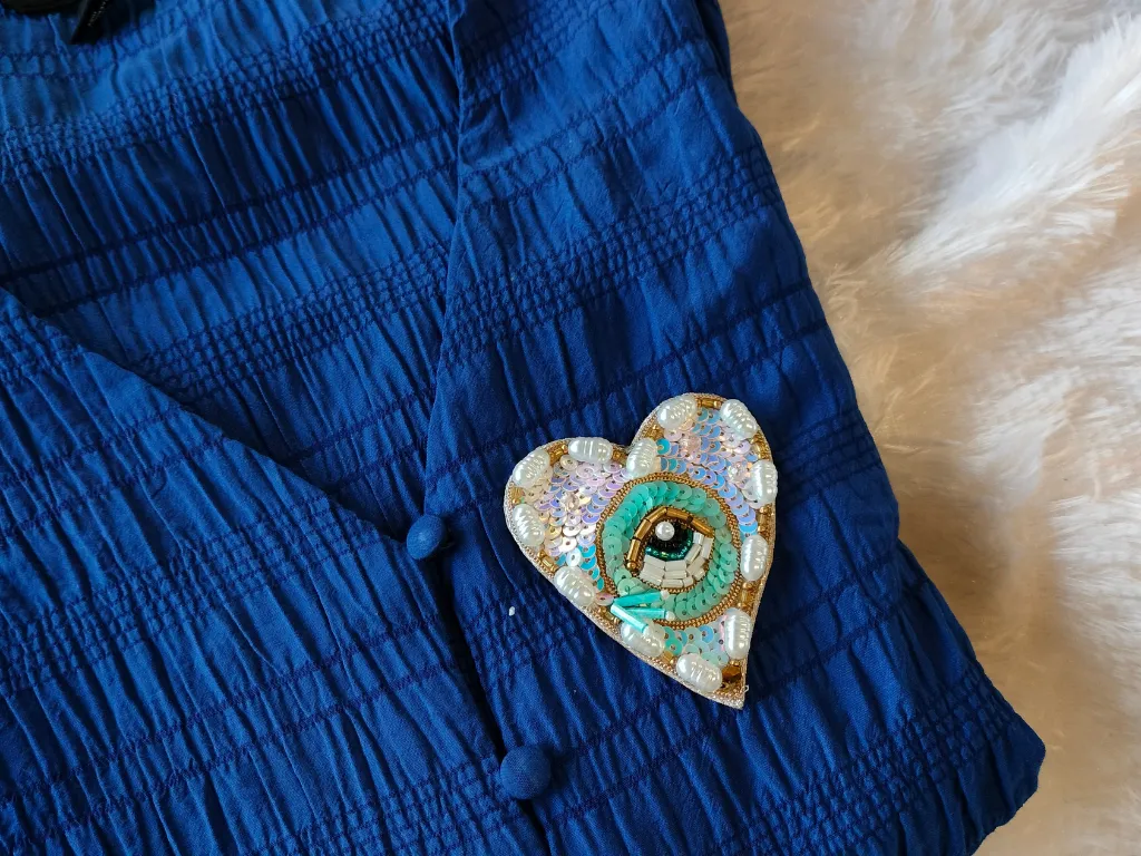Multicolor Heart Shaped Sequin Evil Eye Patches