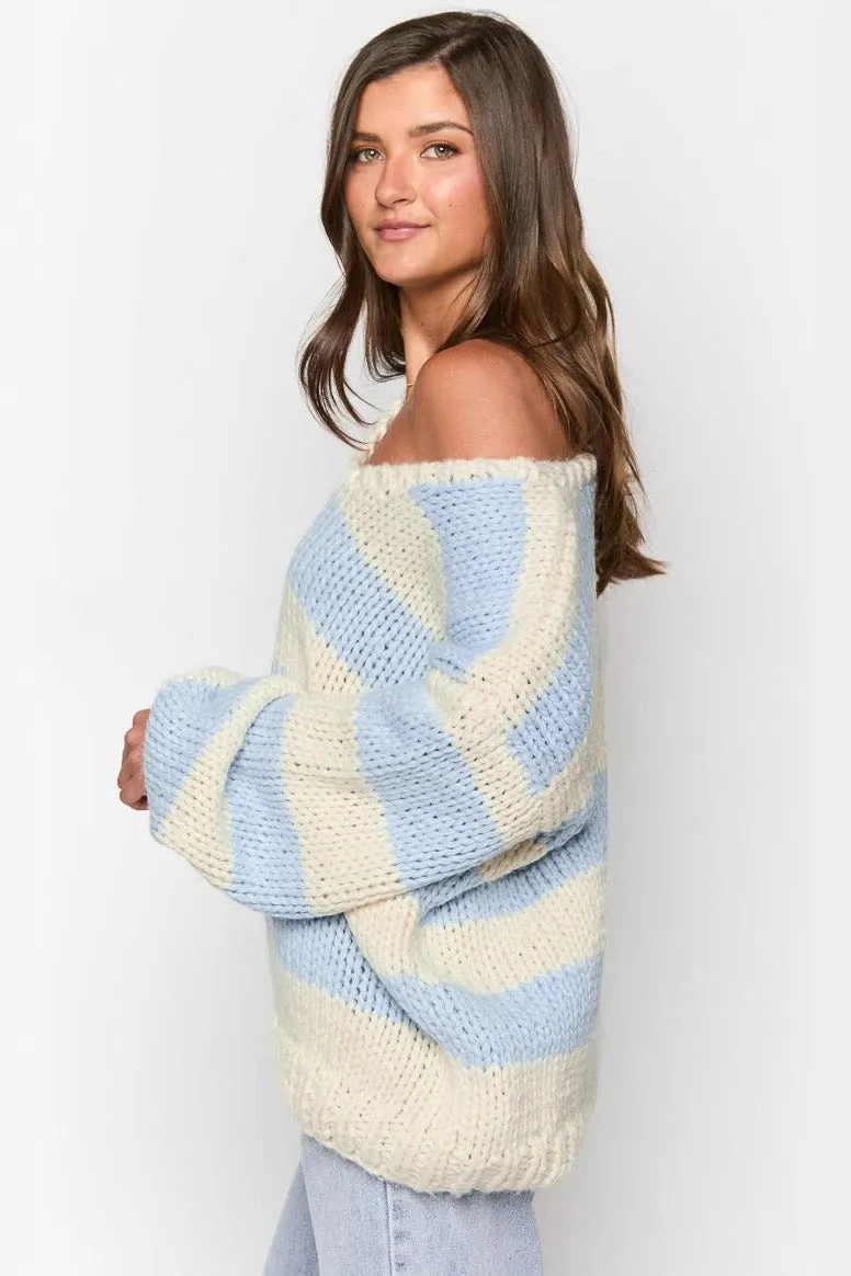 Off-shoulder Striped Sweater