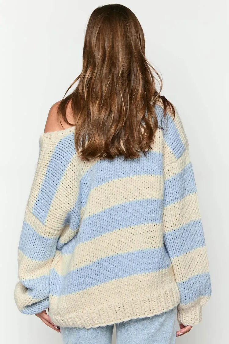 Off-shoulder Striped Sweater