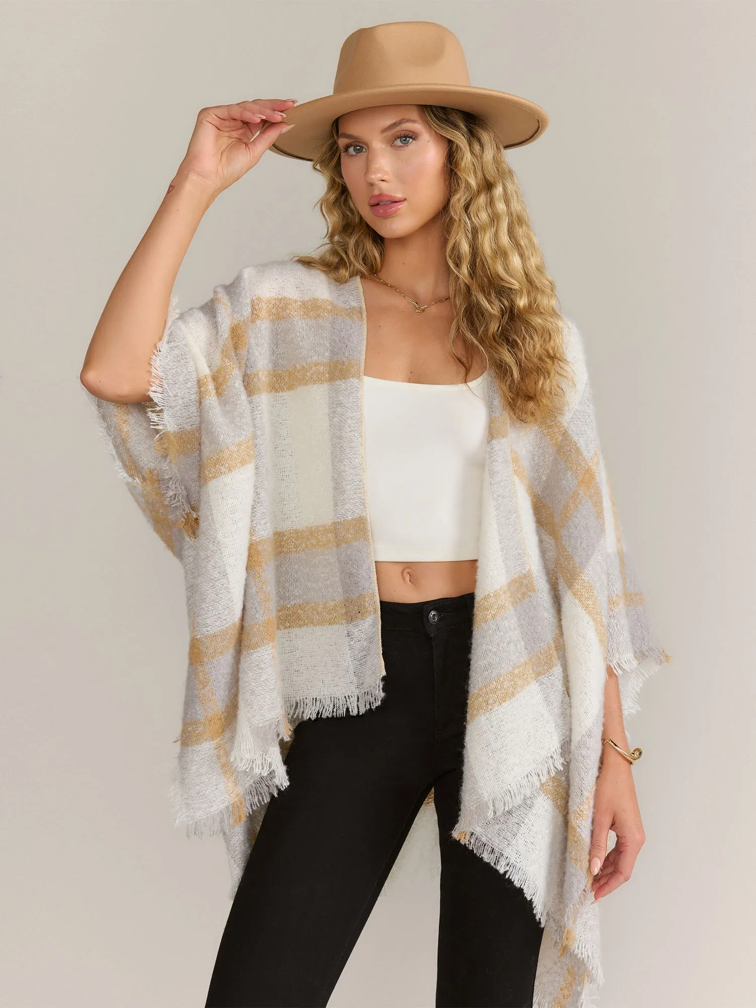 Plaid Print Ruana
