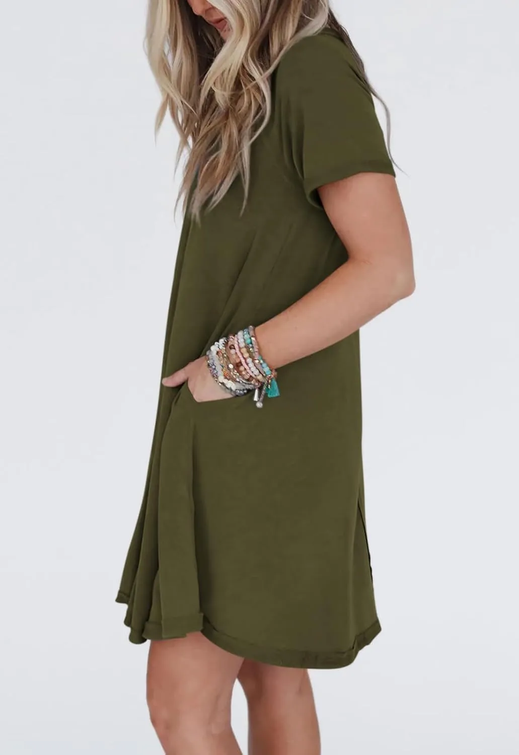 PRETTYGARDEN Women's Summer Casual T Shirt Dresses 2024 Short Sleeve Crew Neck Swing Dress with Pockets Short Dress