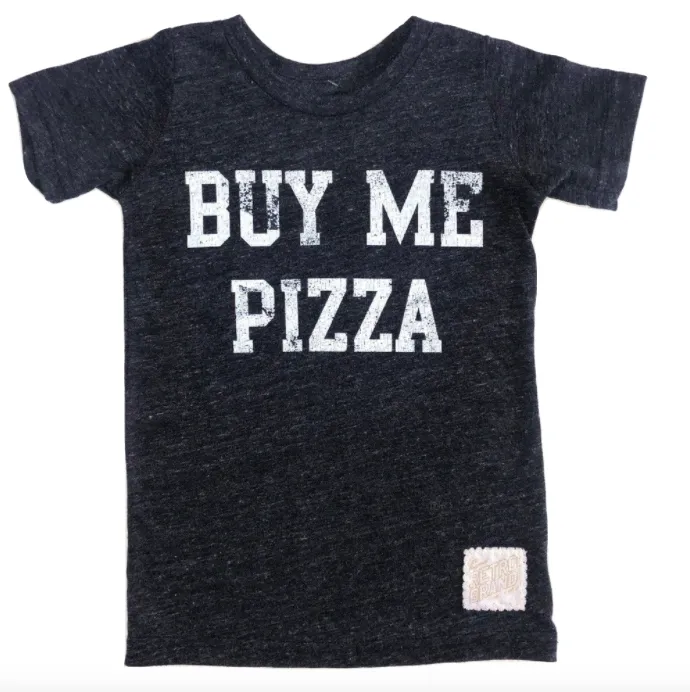 Retro Brand - Buy Me Pizza Tee in Charcoal