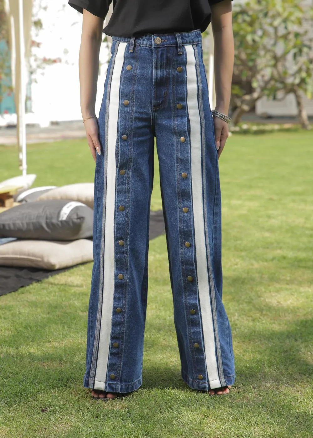 Striato Dark Blue Flare Jeans