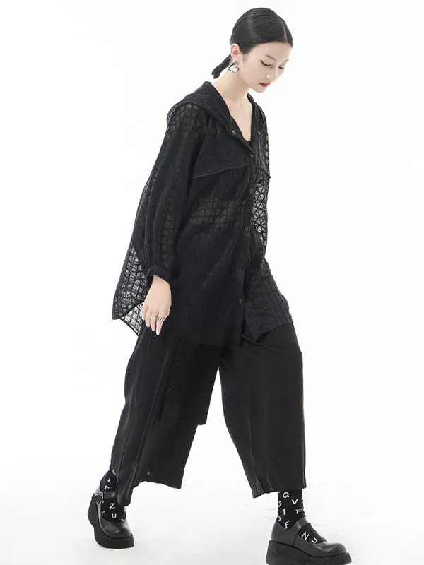 xakxx Loose Batwing Sleeves Sun Protection See-Through Blouse