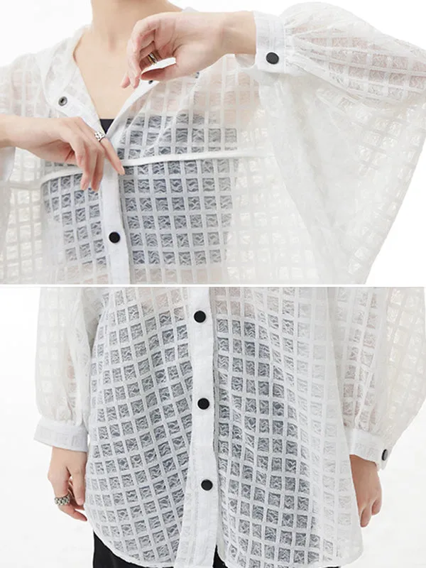 xakxx Loose Batwing Sleeves Sun Protection See-Through Blouse