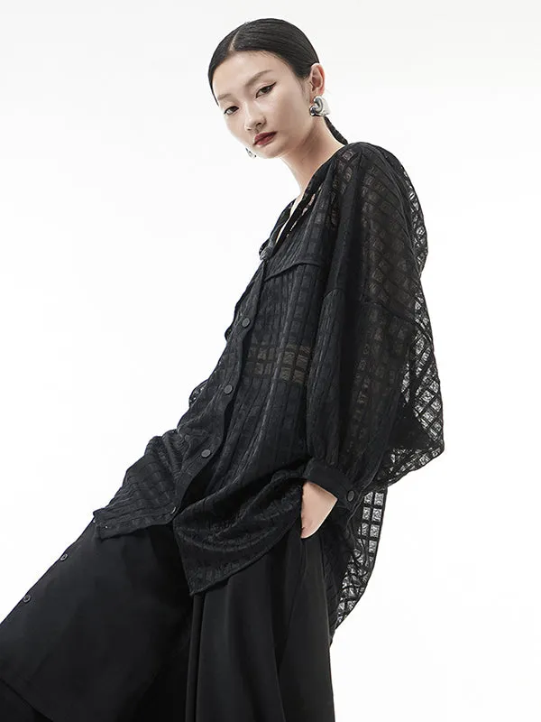 xakxx Loose Batwing Sleeves Sun Protection See-Through Blouse