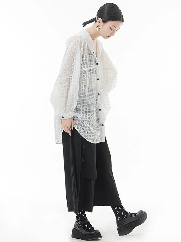 xakxx Loose Batwing Sleeves Sun Protection See-Through Blouse