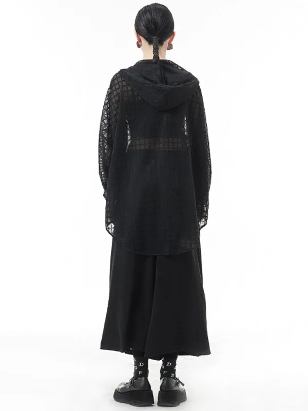 xakxx Loose Batwing Sleeves Sun Protection See-Through Blouse