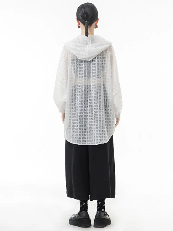 xakxx Loose Batwing Sleeves Sun Protection See-Through Blouse